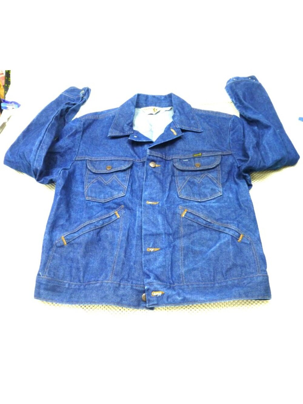 VTG Trucker Maverick Denim Jacket Mens Med USA Made Western Style 4 Pockets Snap